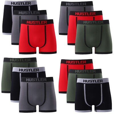 Herren Neuheit HUSTLER 3er Pack Unterwäsche Seamless Boxershorts Trunks Pants