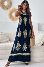 Beautiful Exclusive Holiday Party Wedding Formal Patterned Maxi Dress