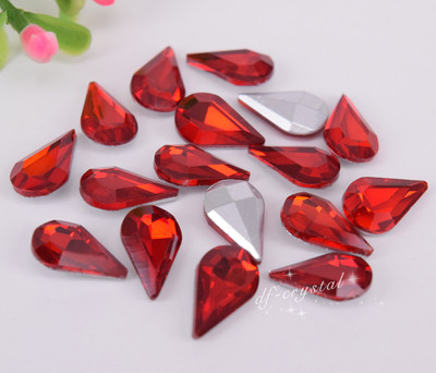 100 Pcs Colour Glass Faceted Glass Rhinestones Tear Drop Jewels 8x13mm 6x10mm