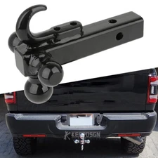 2" Trailer Hitch Tri Ball Mount Hook Class 3/4 Receiver Tow For Ram 1500 2500
