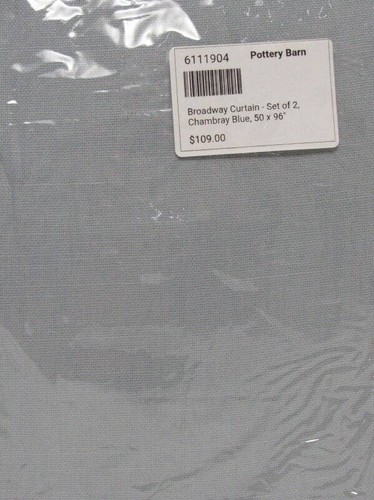 Pottery Barn Broadway Curtain-Set of 2, 50" x 96" Light Filtering,Chambray New.. - Picture 4 of 5