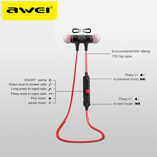 Awei A920BL Magnetic Bluetooth Headset Neck Ear Head Running Sports With Mic - 第 6/11 張圖片