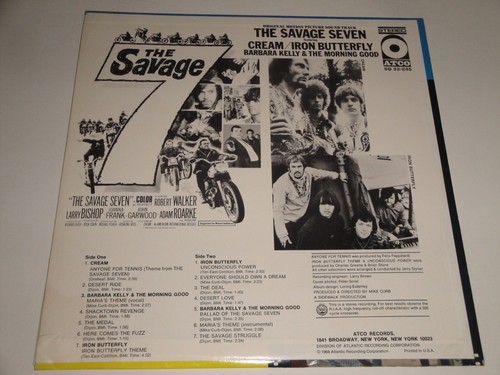 The Savage Seven OST - US 1968 LP Atco SD 33-245 w/ Cream Iron Butterfly - NM - Picture 2 of 4