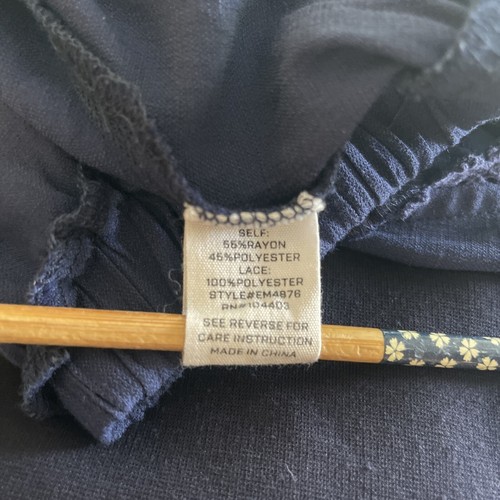 E&M Womens Top Small Blue Navy Cropped Boho Cottagecore Deep V Neck Tie - Picture 13 of 13