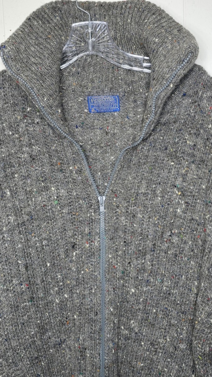 Pendleton Vintage 1960's Virgin Wool Zip Up Grey High Neck
