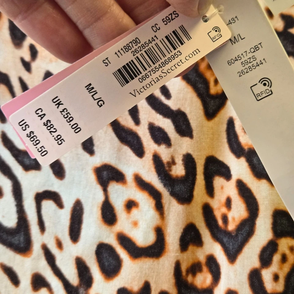 NUEVO CON ETIQUETAS Victorias Secret Natación Leopardo Estampado Kimono Cubrir M/L Foto 3 de 4