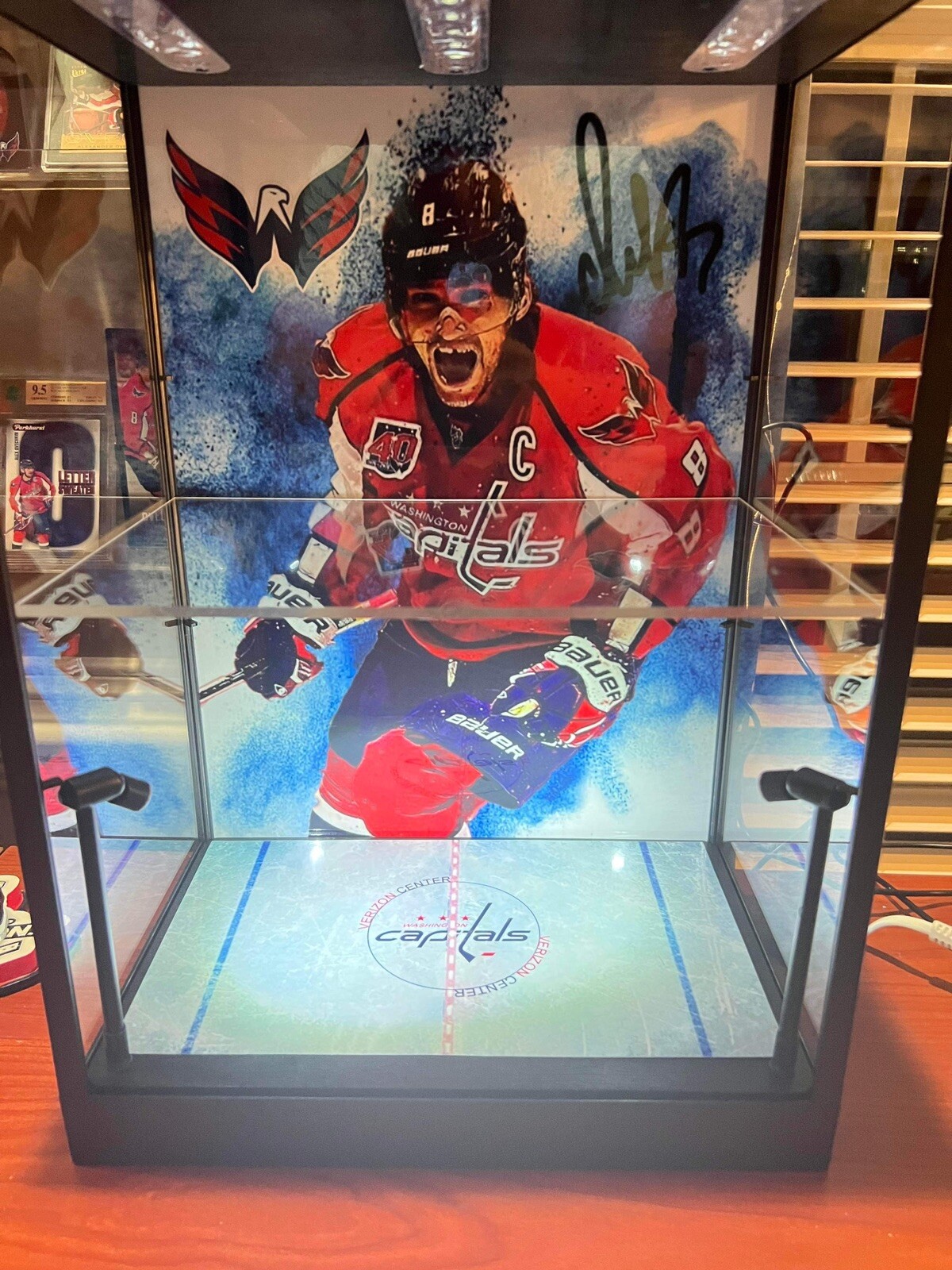 Alex Ovechkin PSA & BGS & Raw custom LED sports card display case HOF view 2