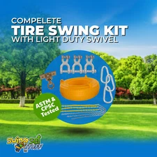 SWING SET STUFF INC. COMPLETE TIRE SWING KIT AND LIGHT DUTY TIRE SWIVEL (YELLOW)