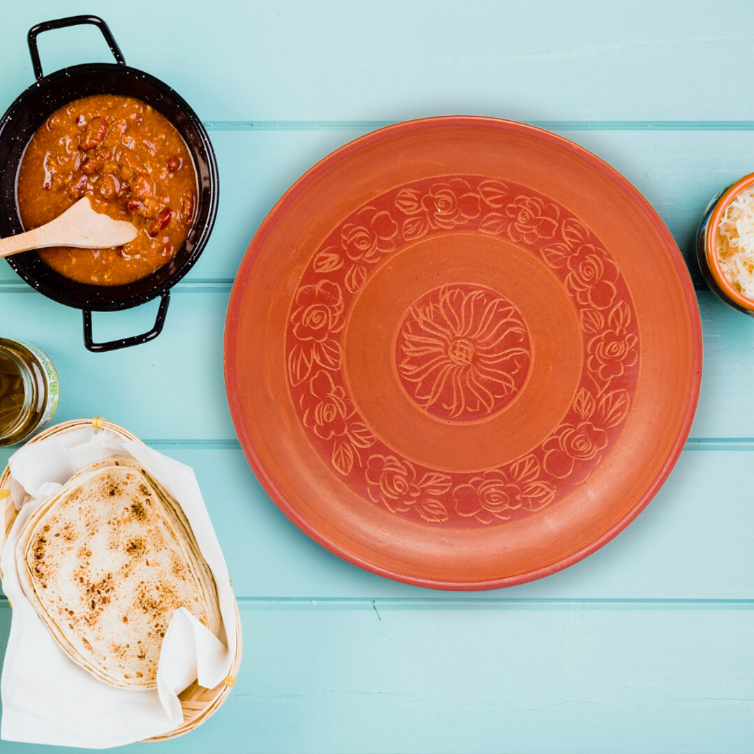 Handmade 6PCS CLAY Earthen Dinner PLATES Food Serving Home/Hotel Table  Plate Set