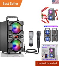Karaoke-Ready Bluetooth Speaker: 60W Bass, Wireless Control  Spectacular Lights