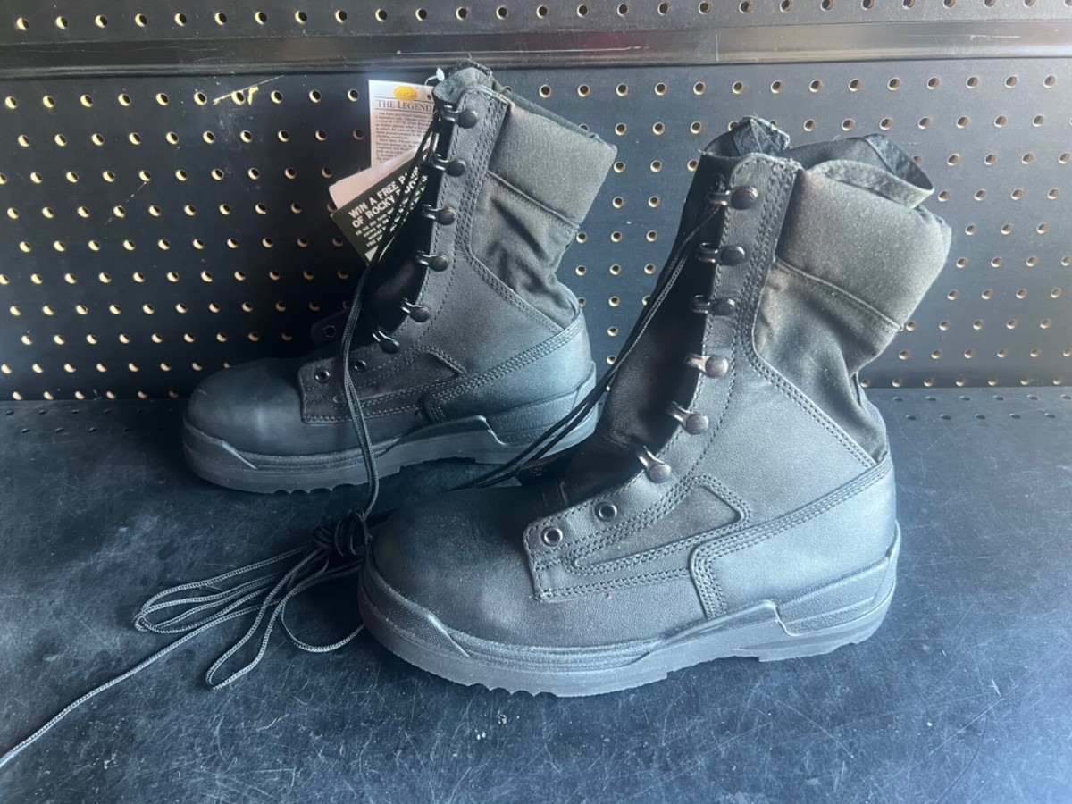 New Rocky Navy Inspired Steel Toe Boot Size 7 1/2 W Black 