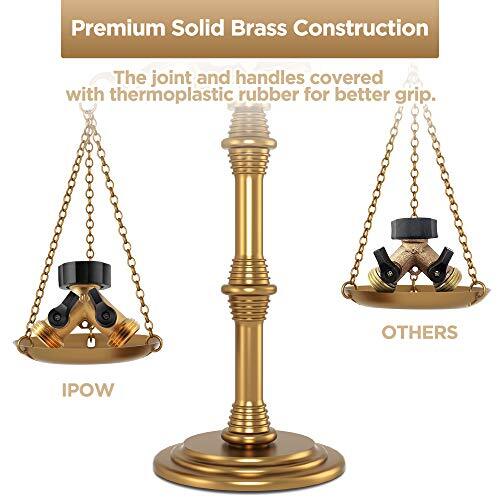 Brass Heavy Duty 2 Way Y Valve Garden Hose Splitter Yellow + Black 1 Pack - Foto 5 di 6