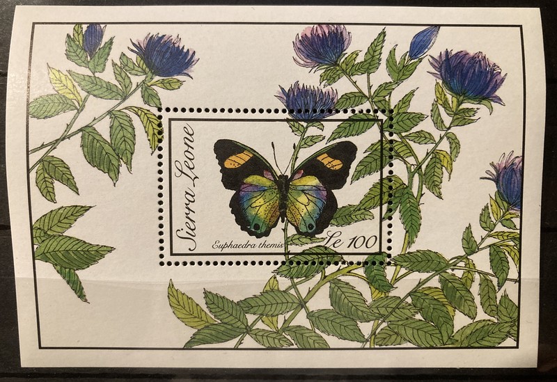 Sierra Leone,Butterflies.S.C.#1097 S.C.V.$12 MNH 1 S/S  issued in 1989