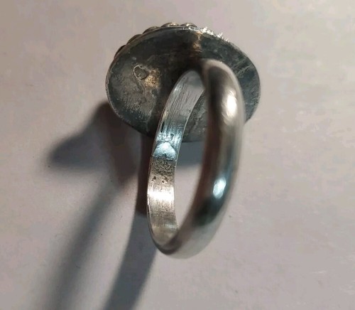 Vintage Handmade Silver And Turquoise Nugget Bezel Ring Sz 10 - Picture 5 of 11