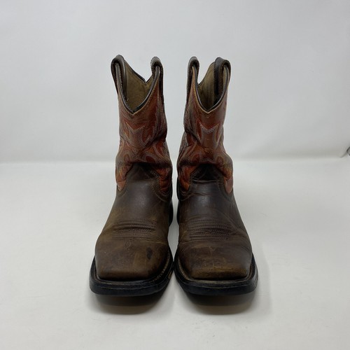 Ariat Size Youth Size 2 WorkHog Wide Square Toe Brown Leather Boots 10007837 - Picture 3 of 15