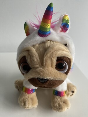 Pugsley Plush Cute Pug Dog Rainbow Pink Unicorn Keel Toys Inches UK