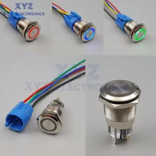 12V 19mm Waterproof Metal 5Pin ON-OFF Car LED Push Button Switch And Connector
