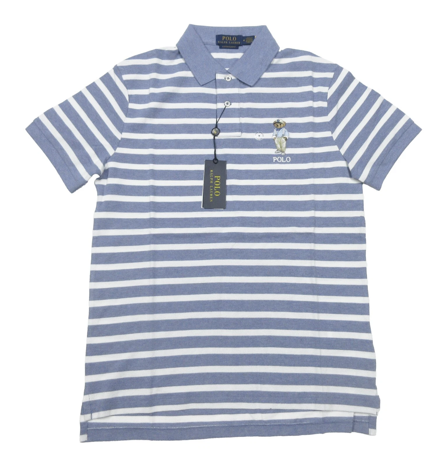 Polo Ralph Lauren Blue/White Stripe Hemingway Bear Custom Slim Fit Polo Shirt
Opens in a new window 