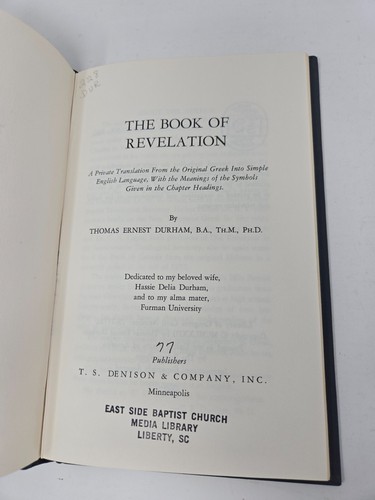 The Book of the Revelation by Durham, James Hardback 1973 Translation In English - Picture 4 of 6