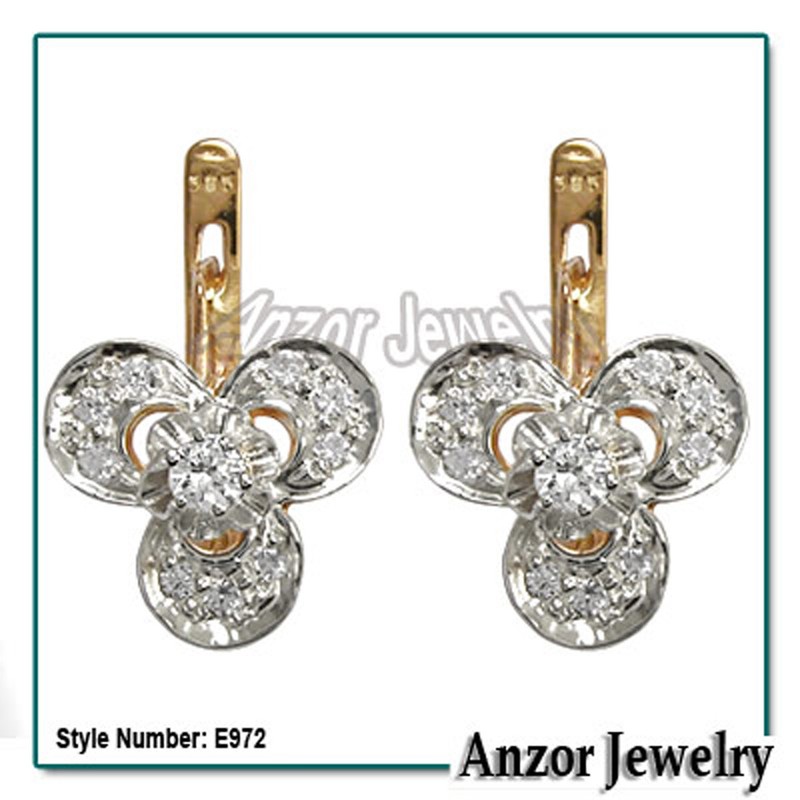 Anzor Jewelry 14k Rose & White Gold Diamond Earrings