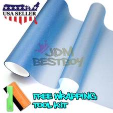 12"X24" Matte Glitter Light Blue Tint Headlight Taillight Fog Vinyl Sticker Diy