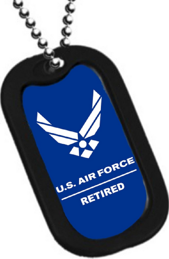 Dog Tag Key Chain Necklace EngraveAble Military Us Air Force Retired