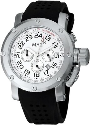 Max XL Men's Quartz Luxury Watch White Dial Black Rubber Strap 5-max422