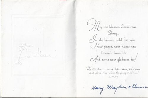 Used Vtg Christmas Card-approx 4.25x5.5" Religious Three Wise Men / King - Picture 2 of 3
