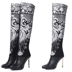 knee high embroidered boots