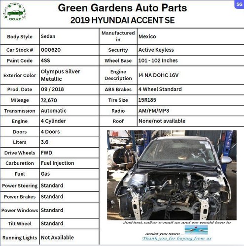 2019 HYUNDAI ACCENT 3.6L Sedan Steering Column Intermediate Steering Shaft OEM - Picture 14 of 14