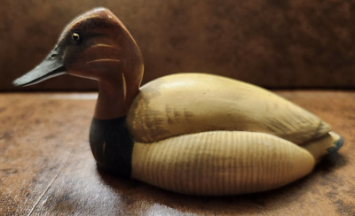 Anri Wildlife Collection Canvas Back Handcrafted Hand Painted Duck From Italy