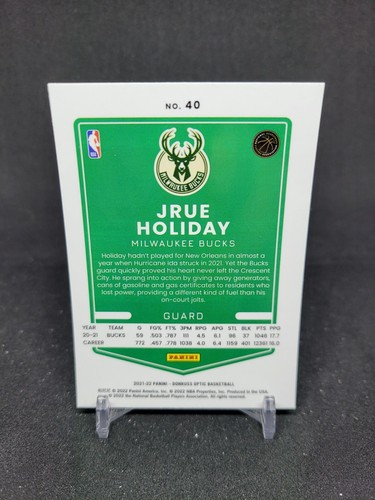 Jrue Holiday 2021-22 Panini Donruss Optic Basketball No. 40 - Picture 2 of 2