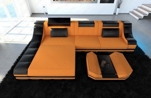 Sofa Eckcouch Polster Turino L Form Eck Couch Luxus Ecksofa Modern LED Recamiere - Bild 5 von 11