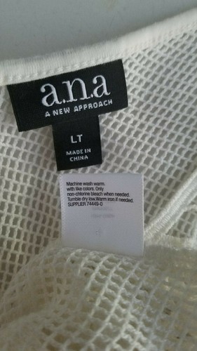 Women's a.n.a 100%Cotton Breathable Ivory Crochet Lightweight Sheer FlowyVest LT - Picture 10 of 12