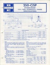 Bucyrus Erie 250-C/SP Hydrocrane 12 1/2 tonnes hydraulic crane specifications