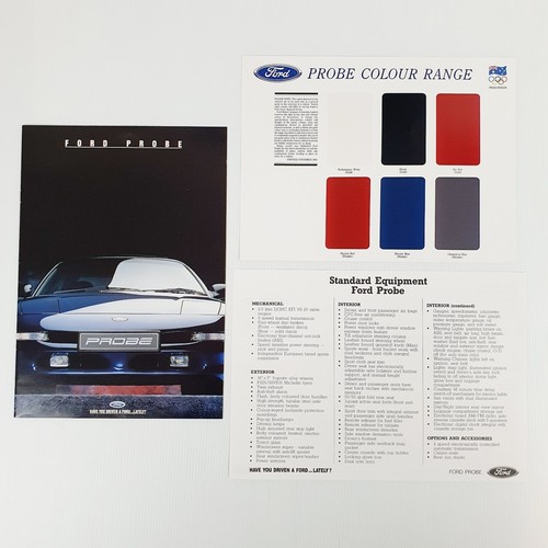 FORD PROBE 2 Door Coupe Brochure Colour Chart & Spec Sheet 1994