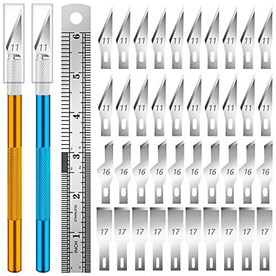 Kit 40 Exacto Knife Set Blades Refill Ruler Xacto for Craft Cutting and  Crafting for sale online