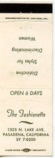 Fashionette, Pasadena, California Matchbook