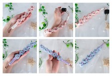 Macrame Flower Wristlet Phone Strap Short Wristlet Keychain Phone Strap USA