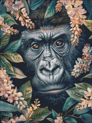 Gorilla Face Flowers - Counted Cross Stitch Kits Needlework Embroidery DIY
