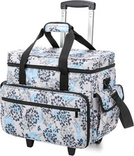 Rolling Sewing Machine Case with Wheels  Wooden Pad, Dandelion Design