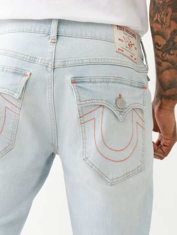 True Religion Mens Geno Orange Stitch Flap Pocket Relaxed