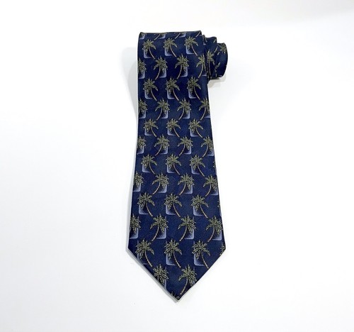 Palm Tree Tropical Isle Navy Blue Necktie