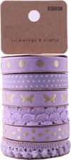 Lilac Ribbon - Assorted for Crafts Hair Ribbons for Girls Fabric Thin Grosgrain