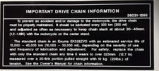 KAWASAKI ZX10 ZX-10 TOMCAT NINJA IMPORTANT DRIVE CHAIN CAUTION WARNING DECAL