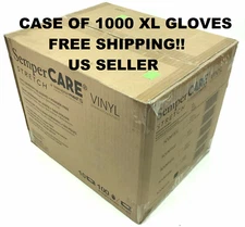 1000 Extra Large-XL SEMPER CARE Stretch White  Medical Exam Vinyl Gloves 4.7mil