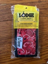 Lodge Hot Handle Holders, Bandana Design, Set of 2,Red/Black