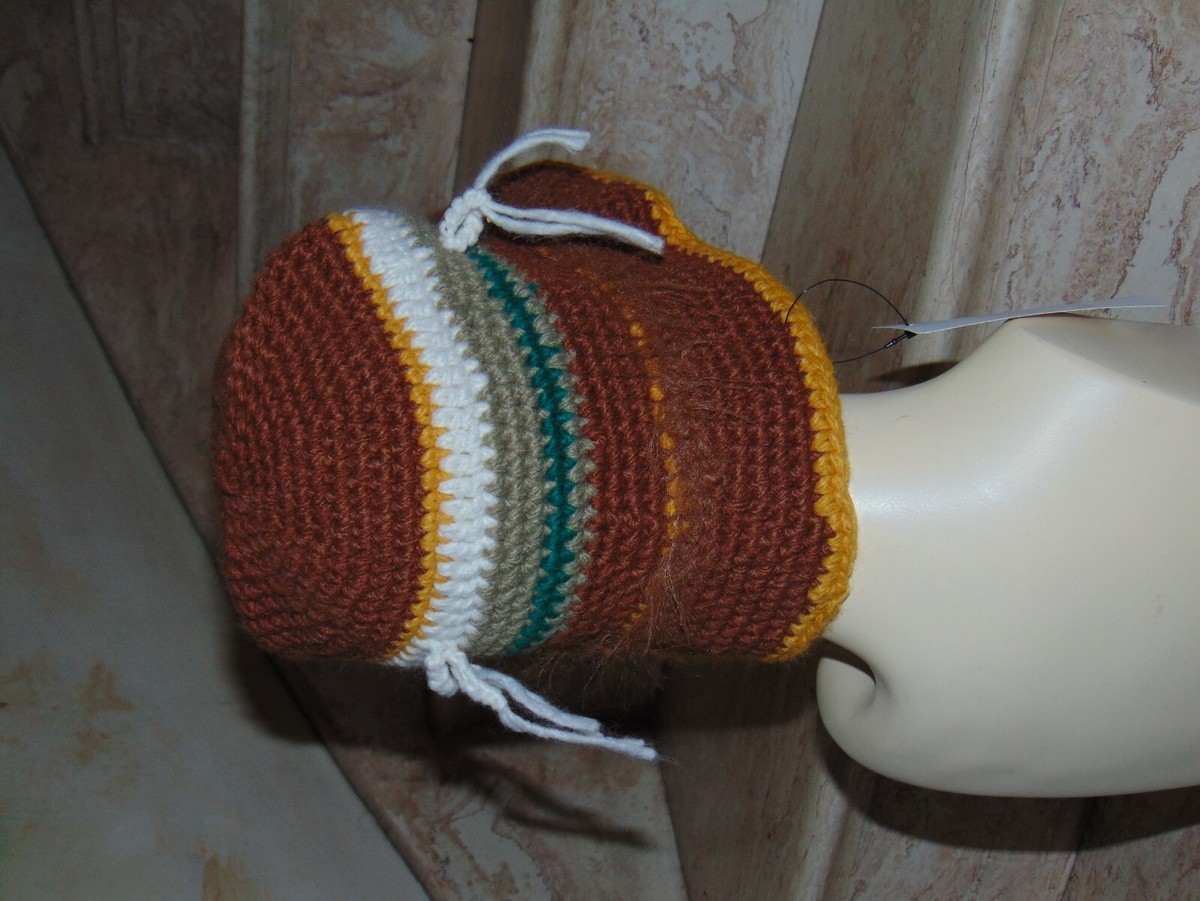 RARE Hansel From Basel Bucket Hat Crochet Multicolored Fuzzy Knit Winter Cabin Amazon.com: QOOEQPQY Women Stripes Winter Bucket Hat  main image 3