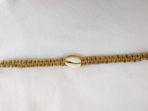 Anklet Natural Macrame Hemp Cowrie Adjustable Unisex 8-12" Boho USA Seller New - Picture 2 of 5