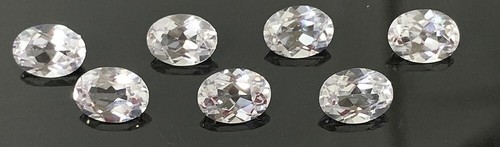 7 PCS. MACHINE CUT OVAL 8x6 MM. WHITE SAPPHIRE LAB CORUNDUM - Picture 2 of 3